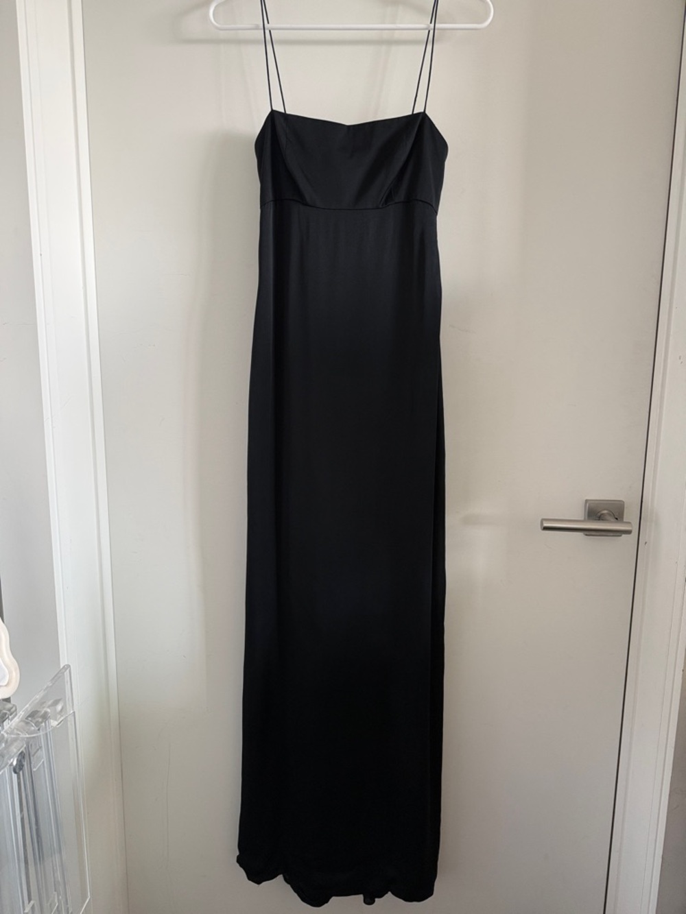 Marchesa Black Slip ruffles Maxi Dress Elegant Spaghetti Strap form fitting 0 - Picture 2 of 7